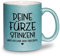glitzertassen.de® | Deine Fürze stinken | Tasse mit Glitzer | Geschenkidee | Türkis