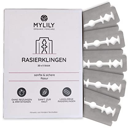 MYLILY 100 Rasierklingen I deine perfekte Rasur I Rasierhobel Damen I Rasierer plastikfrei I zero waste shaving I Intim Rasier