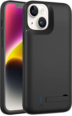 Battery Case for iPhone 14 Plus, 6000mAh Extended Batteri Charging Cases for iPhone 14 Plus 5G 6.7 Portable Rechargeable Power Bank Charger Cover, Black
