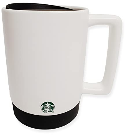 Starbucks Taza blanca 2023 con parte inferior de goma y tapa, 14 onzas
