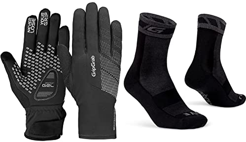 GripGrab Unisex – Erwachsene Ride Wasserdichter Winter Handschuhe Radsport, Schwarz, XXL & Unisex Merino Vinter cykelsokker tykke termiske sokker Winter Fahrradsocken, Schwarz, 44-47 EU