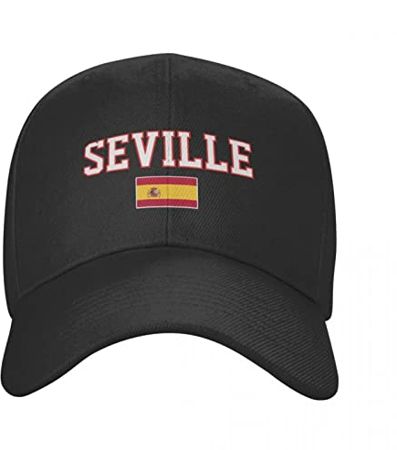 Baseballmütze Sevilla Reise Stadt mit Spanien Land Flagge Sonne Baseball Mütze Hüte verstellbar für Männer Frauen Unisex Cool Outdoor Fußball Hüte