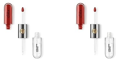 KIKO Milano Unlimited Double Touch 107 | Flüssiger Lippenstift Mit Langem Halt (12 Stunden) In 2 Schritten, Strahlendes Finish (Packung mit 2)