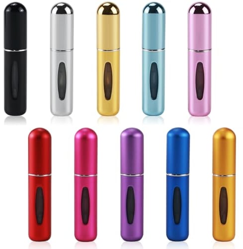 Toivize Atomizador Perfume Recargable 10 Piezas 5 ML, Atomizador Perfume Recargador de Perfume Portátil para Viajar, Salir, Bolsos