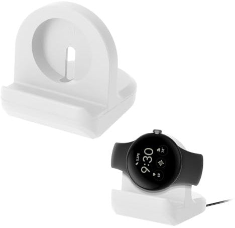 kwmobile Kabellose Ladestation kompatibel mit Google Pixel Watch 2 Halterung - Ladeständer-Halter für Smartwatch - Fitnesstracker Halter - Weiß