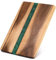 ZENFUN Tabla de cortar de resina de madera de acacia hecha a mano de 10 x 15 pulgadas, tabla de charcutería de resina de madera, color verde claro, tablas de queso de madera y tabla de cortar de