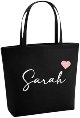 Lounis Personalisierte Filztasche mit Namen und Herz - Handtasche - Filzshopper - Shoppingbag - Tasche Filz - Geschenkidee (Schwarz)