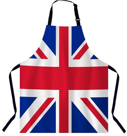 BGBDEIA Kochschürze mit britischer Flagge, Koch- und Backschürze für Damen und Herren, Küchenschürze, Metzgerschürze, Grill- und Catering-Lätzchen, UK-Flagge, 27 X 31 Inch
