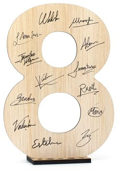 CONTRAXT Hölzerne Zahl 8 Tischdeko Gästebuch Alternative zum Geburtstag & Jubiläum Originelle Geschenkidee für Männer Frauen & Freunde