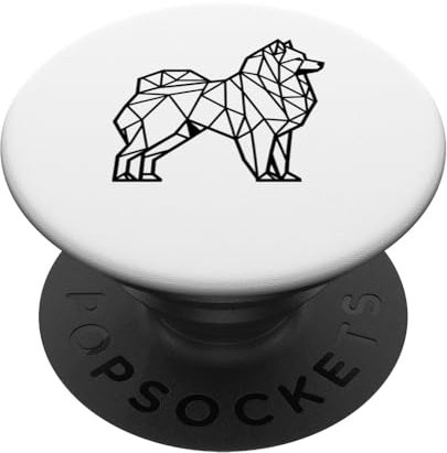 Geometric Line Art American Eskimo Dog Eskie PopSockets mit austauschbarem PopGrip