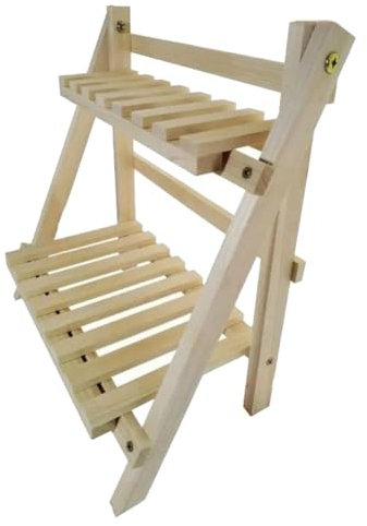 worien 2-Layer Wooden Ladder Desk Shelf, Rustic Modern Display Stand