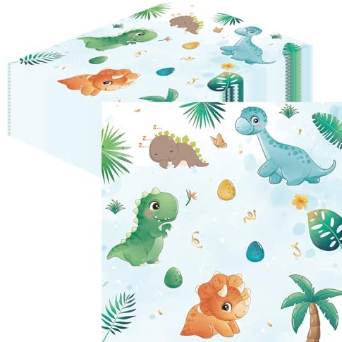 Glamifyr 40 Stücke Dino Servietten für Kindergeburtstag, Dinosaurier Deko, Buntes für Den Geburtstag, 33 * 33CM