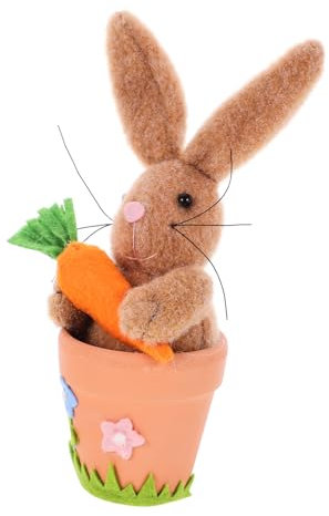 COSMEVIVI Osterhase Figurine Im Blumentopf Charmante Deko Mit Karotte Für Ostern Lebendig Und Farbenfroh Für Tisch Büro Oder Garten Perfektes Zur Feier Der Frühlingszeit