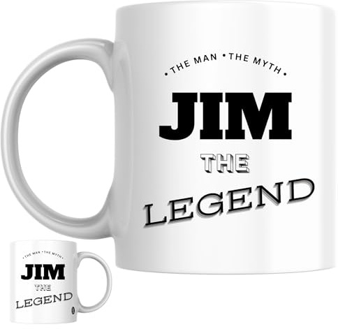 Designs of note! Jim Personalised Ceramic Mug | ‘The Man, The Myth, The Legend’ Jim Custom Novelty Name Gift