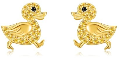 Ente ohrstecker Sterlingsilber 18K Vergoldet Enten Ohrringe Tier entenschmuck für Damen