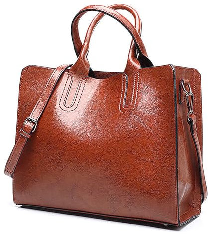 Long Keeper Bolso Mano Piel Mujer Moda Bolso Tote Bandolera Cuero PU Bolso de Hombro con Asa Superior Casual Bolso Tous Mujer Bolso Shopper con Cremallera (Marrón)