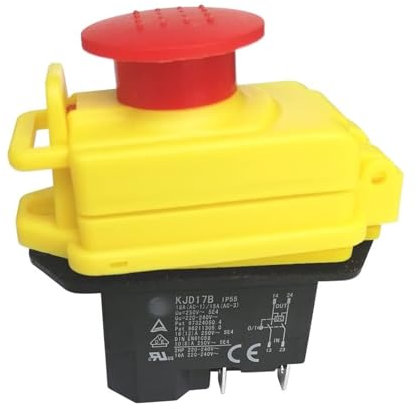 SFQEVHRZ Interrupteurs à Bouton-Poussoir de contrôle, KJD17B Interrupteur à Bouton-Poussoir électromagnétique étanche 220V 2HP pressostat de sécurité avec Couvercle d'arrêt d'urgence