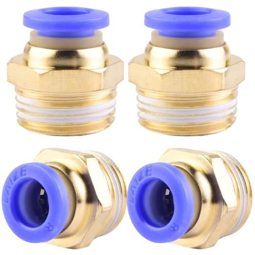 4 Stück 8mm 3/8′′ PT Außengewinde gerade Push to Connect Fittings Einsteckschlauch Pneumatik Schnellverbinder