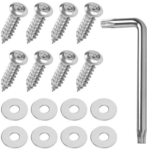 17 Stück Anti Diebstahl Kennzeichen Schrauben,Edelstahl Silber Kennzeichen Schrauben Mit Dämpfer und Werkzeug,Nummernschild Festes Sicherheitsschrauben für Autos und Motorräder