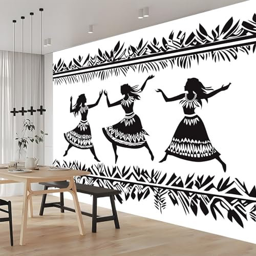 Murales Fotográficos Personalizados Sala De Estar Dormitorio Restaurant Decoración Papel Tapiz 200 x 140 cm Patrón Tribal Simple Papel Pintado No Tejido De Pared Murales Decoración Blanco Negro