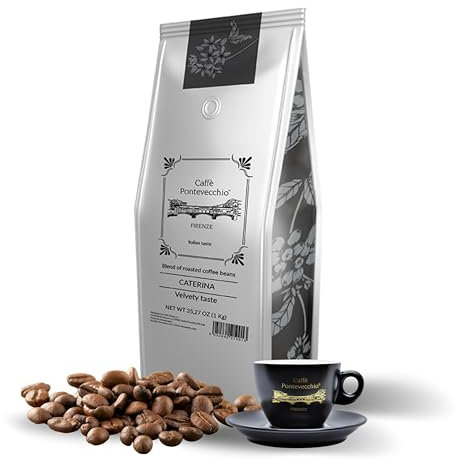 Caffè in Grani 1kg - Miscela Artigianale 80% Arabica 20% Robusta - Chicchi Interi per Moka ed Espresso - Note Floreali Fruttate Speziate - Made in Italy - CAFFÈ PONTEVECCHIO FIRENZE