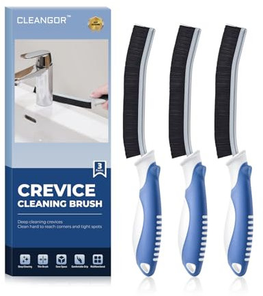 Cleangor Crevice Cleaning Brushes UK, Grout Cleaner Brush for Small Spaces to Reach, Magic Brush, Bathroom Accessory, Cleaning Tools, Cleaning Supplies for Shower, Toilet, Sink (3, Blue)