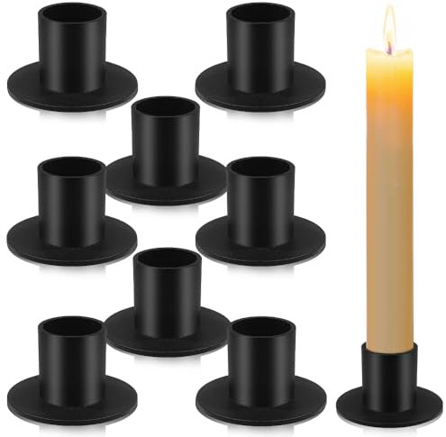 8 Stück Schwarz Kerzenständer, Vintage Matt Kerzenhalter, Kegelkerzenhalter, Teelichthalter Metall, Kerzenhalter für Hochzeit Weihnachten Party Esstisch Mantel Deko