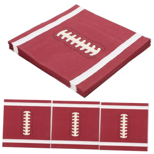 OATIPHO 20stücke Fußball Servietten Wiederverwendbar Deko-tücher Für Sportgeburtstagsfeiern Hochwertige Und Saugfähige Party-napkins Für Fußball-mottopartys Braune Farbe