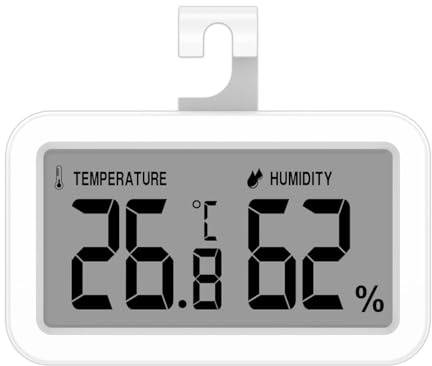 Elitech Termometro Igrometro Frigo Digitale Mini, Termometro Interno Magnetico e Gancio, Monitoraggio Temperatura Umidità Per Frigorifero Casa Ufficio, TM-2TH