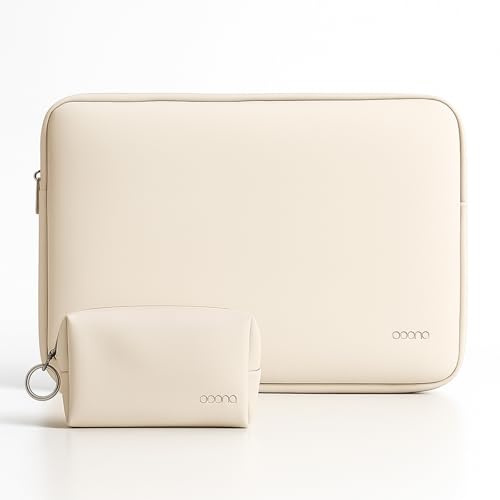 Laptophülle 13-14 Zoll Wasserdicht Stoßfest Notebook Tasche Hülle, PU Leder Laptop Sleeve mit Zubehör Beutel, Kompatibel mit MacBook Air/Pro 13–14, HP, Lenovo, Dell, Asus