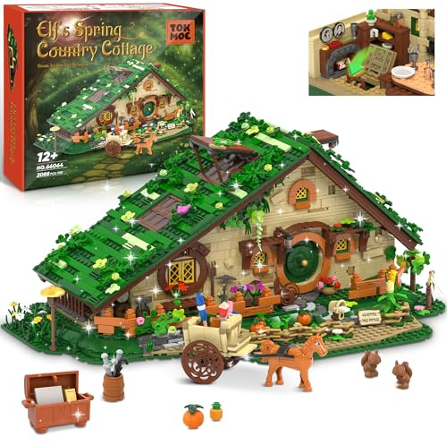 Mittelalterliche Fantasy A-Frame Cabin Bausteine Set, Architektur Baumhaus Bauset mit Innen und Garten, Kreatives Konstruktionsspielzeug für Erwachsene, Perfektes Urlaubs- und Geburtstagsgeschenk