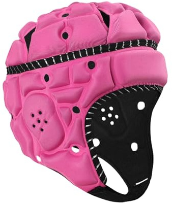 Casque de Rugby Enfant, Casque de Protection de Chapeau de Casque de Rugby Réglable, Casque de Gardien Rugby Casque, Casque Rembourré Doux, pour Gardien de But, Entraînement, Football, Hockey, Rose