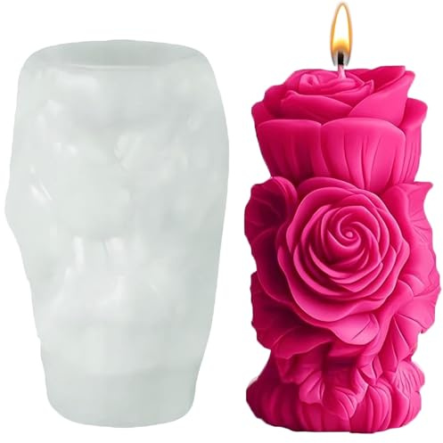 RARITYLL 3D Rose Silicone Mold for Candles, Soap Making - Reusable Beeswax Soy Wax Molds, Chocolate Baking Molds for DIY Craft, Home Decoration, Wedding Party Gifts