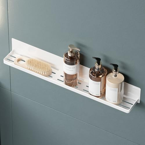 Mai & Mai Duschablage ohne Bohren, Duschregal magnetisch 60cm Weiß | Badezimmer Organizer selbstklebend oder magnetisch, Badregal Hängend, Shampoo Halterung für Dusche Bad, Reglo-01
