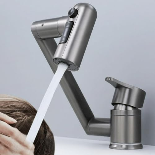 Robinet de cuisine pivotant à 360°, pulvérisateur 3 modes avec bec pliant, robinet mitigeur monotrou en acier inoxydable 304
