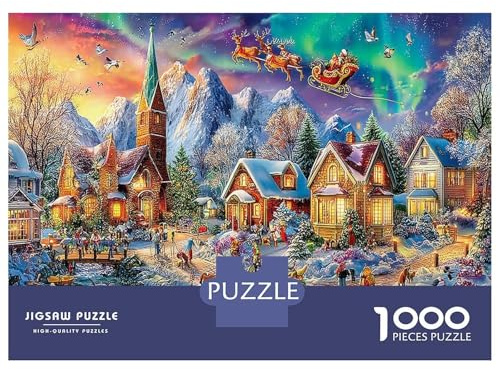 Village de Noël Puzzle 1000 Pièces Cadeau Noël,Cadeau Luxe,Puzzle en Carton Épais,Anti-Brillant 52x38cm/1000pcs