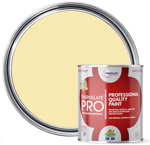 Thermilate PRO FLEX Interior & Exterior Paint - Professional Multi-Surface Paint & Primer for All Walls, Wood, Furniture, Kitchen Cupboards & Garden | All-in-One - Light Yellow - 1L - Matt