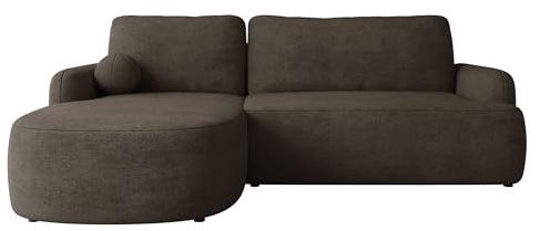 Mirjan24 Ecksofa Loridu für Wohnzimmer mit Schlaffunktion und Bettkasten, Eckcouch, L-Sofa, Polsterecke, abgerundete Kanten (Lumo 40, Seite: Links)