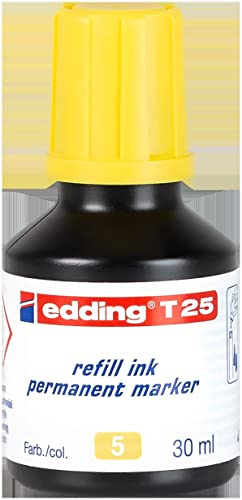 edding T 25 Nachfülltinte Permanent Marker - gelb - 30 ml - mit Tropfendosiersystem, zum schnellen Nachfüllen fast aller edding Permanent Marker