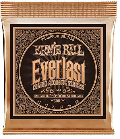 Ernie Ball Everlast Medium Coated Phosphor Bronze Akustik-Gitarrensaiten, Stärke 13-56
