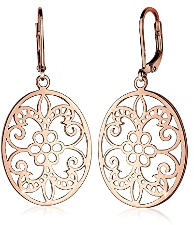Elli Ohrringe Damen Ornament Floral Verspielt in 925 Sterling Silber Rosévergoldet