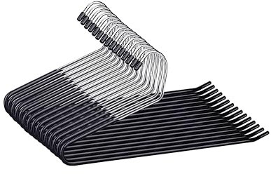 HLC Set de Perchas Antideslizantes 15 Unidades para Pantalones y Jeans 35 cm,Color Negro