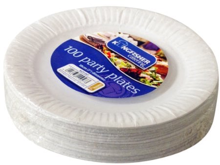 Kingfisher Paper Disposable Plates, White, 7-Inch, Pack of 100