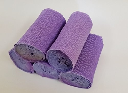 Unbekannt 5 Rollen DEKO Krepppapier - Floristenkrepp, Nicht ausblutend, Hohe Lichtechtheit, 10 cm breit, 2,5 Meter, KREPPBÄNDER PASTELL-FLIEDER, Fertig zugeschnitten, Ideal zum Rosen basteln