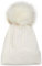 styleBREAKER Damen Feinstrick Bommelmütze mit Zopfmuster, Kunstfell Bommel Mütze, gefütterte Winter Strickmütze 04024100, Farbe:Weiß