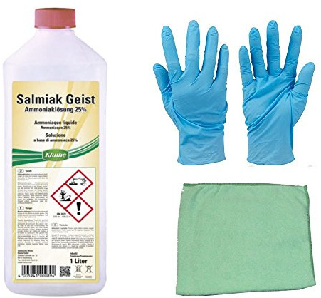 1 Liter Salmiakgeist zum Entfetten, Reinigen und Anlaugen inkl. Microfasertuch zum Auftragen