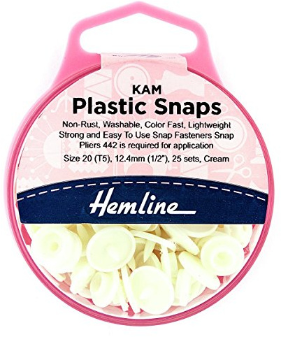 KAM Plastic Snaps: 25 x 12.4mm Sets: Cream