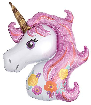 Folienballon Einhorn rosa 100 cm - Deko Luftballon Geburstage Unicorn Party Mädchen Kindergeburtstag Set Kinder Helium Ballon XXL Kindergeburtstag Junge Helium Rosa Pink Einhornluftballon Luftballons