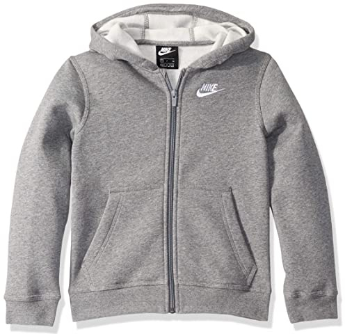 Nike Jungen B Nsw Fz Club Kinder Hoodie, Carbon Heather/Smoke Grey/Whit, 8-9 Jahre