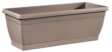 Tabor Tools, fioriera rettangolare in plastica, 45,5 cm, con piattino, per uso interno ed esterno, vaso rettangolare VER504A (grigio)